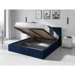 Čalúnená posteľ HILTON 160x200cm výklopná tmavo modrá
